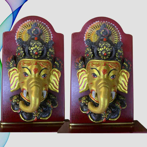 Golden Ganesh Mask with Base (12pcs)