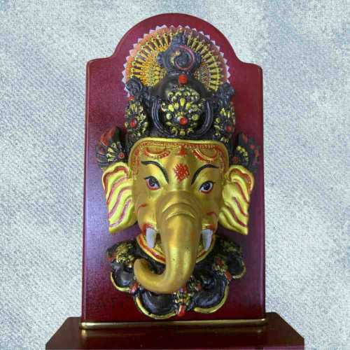 Golden Ganesh Mask with Base (1pcs)