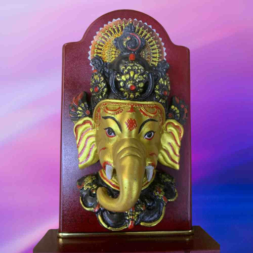 Golden Ganesh Mask with Base (1pcs)