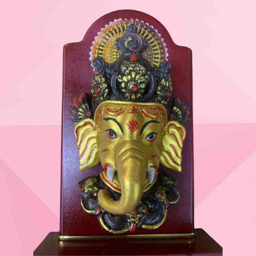 Golden Ganesh Mask with Base (1pcs)