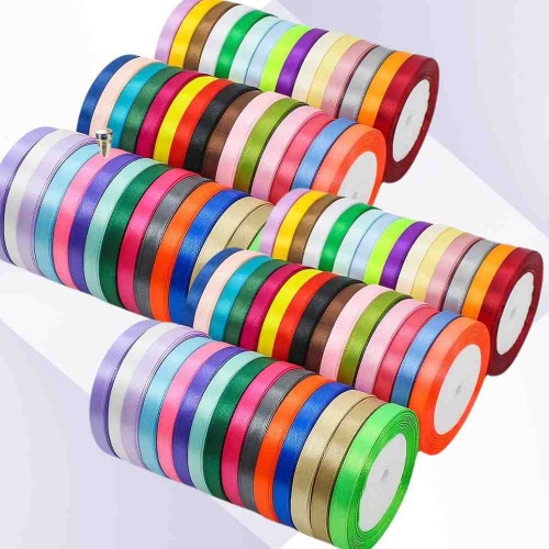 Colorful Satin Ribbon 1/4 Inch (12roll)