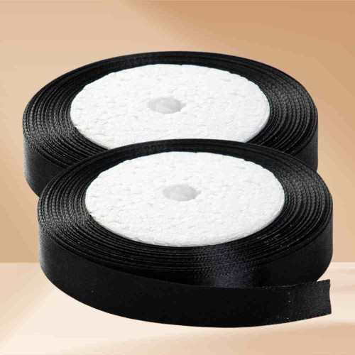 Black Satin Ribbon 1.5cm (12roll)