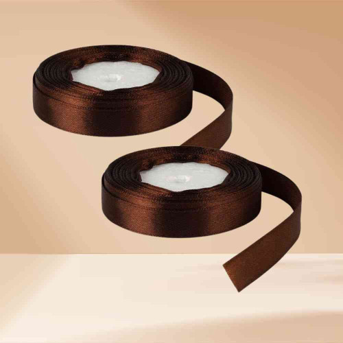 Brown Satin Ribbon 1.5cm (12roll)