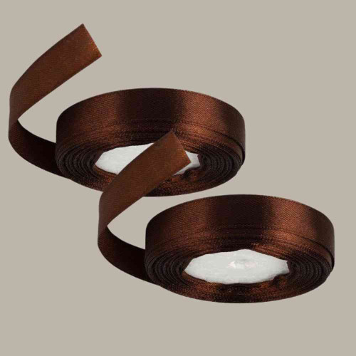 Brown Satin Ribbon 1.5cm (12roll)