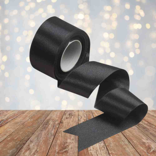 ElegancePro Black Satin Ribbon 2inch (1roll)