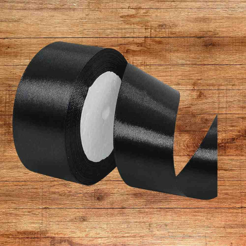 ElegancePro Black Satin Ribbon 2inch (1roll)