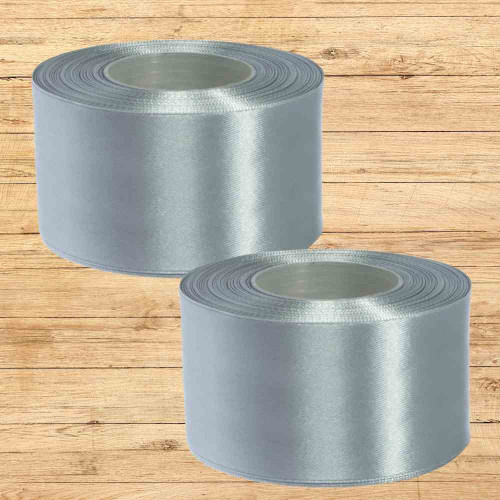 ElegancePro Grey Satin Ribbon 2inch (12roll)