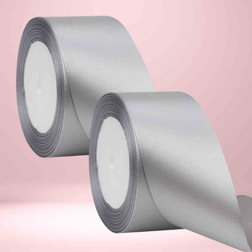 ElegancePro Grey Satin Ribbon 2inch (12roll)