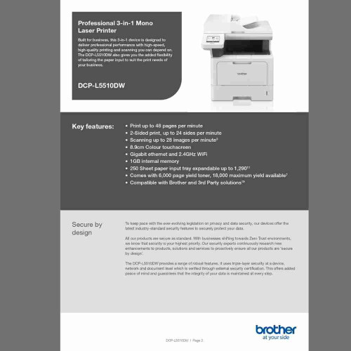 Brother DCP-L5510DW 3-in-1 Professional Mono Laser Printer