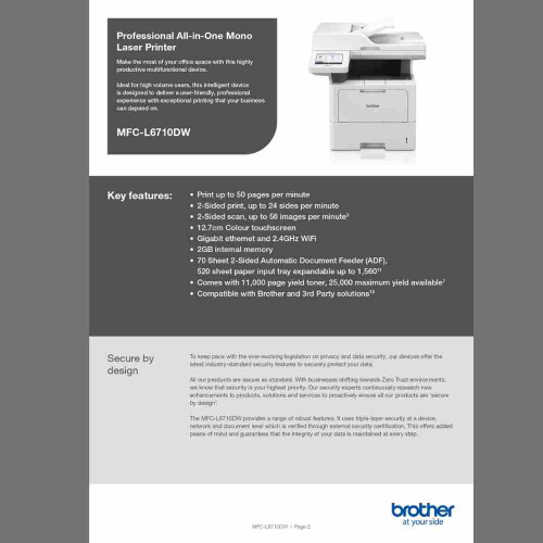 Brother MFC-L6710DW 3-in-one Mono Laser Printer