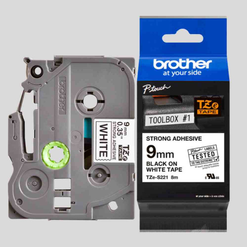 Brother TZe-S221  Tape Cartridge – Black on White